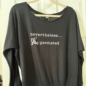 Nevertheless she persisted black dolman shirt - medium - NWOT